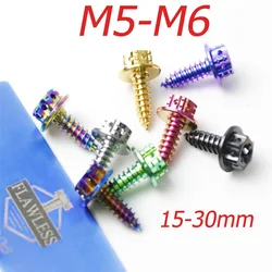 FLAWLESSTI M5×15-25 M6x15-30 mm Gr5 Titanium Bolts Air Filter Bodywork Self-Tapping Screw For Yamaha Xmax 300 Honda Wave Click