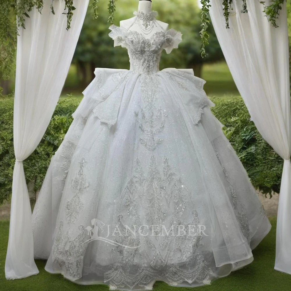 

Jancember Simple Elegant Ball Gown Wedding Dresses Woman's Sexy Bridal Gowns Scoop Court Train Princess Vestidos De Novias