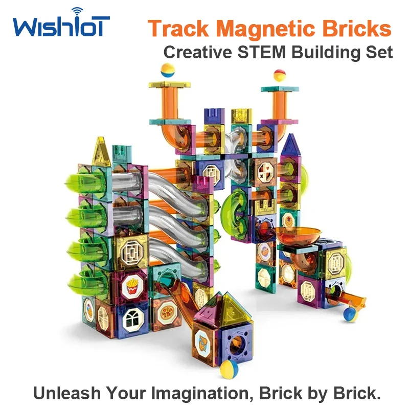 349pcs DIY Educational Magnetic Sheet with Slide Ball Building Blocks Pipe Magnet Splicing Track Window Puzzle Toy for Kids