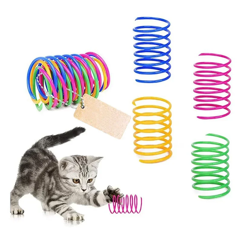 4pcs Kitten Cat Toys Wide Durable Heavy Gauge Cat Spring Toy Colorful Springs Cat Pet Toy Coil Spiral Springs Pet Life