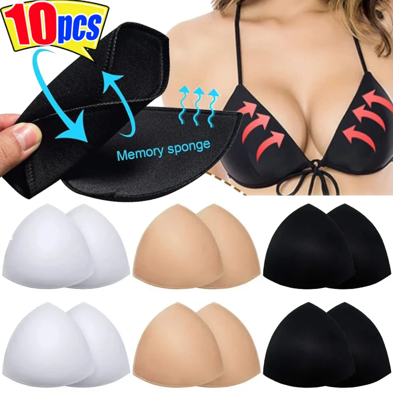 

1/5pairs Triangle Sponge Push Up Bra Pads Set Women Invisible Insert Swimsuit Bikini Breast Enhancers Chest Cup Pads Accessories