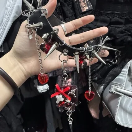 Necklace Blood Bag Subculture Y2k Accessories Spike Girl Angel Wing Gothic Couple Harajuku Medical Choker Blood Bag Pendant