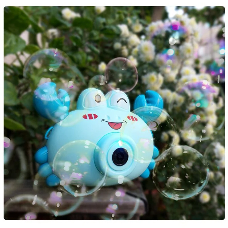 Bubble Maker Crab Camera Toy Automatic Bubble Blower With Music And Light Bubble Machine For Kids Outdoor Activitivy