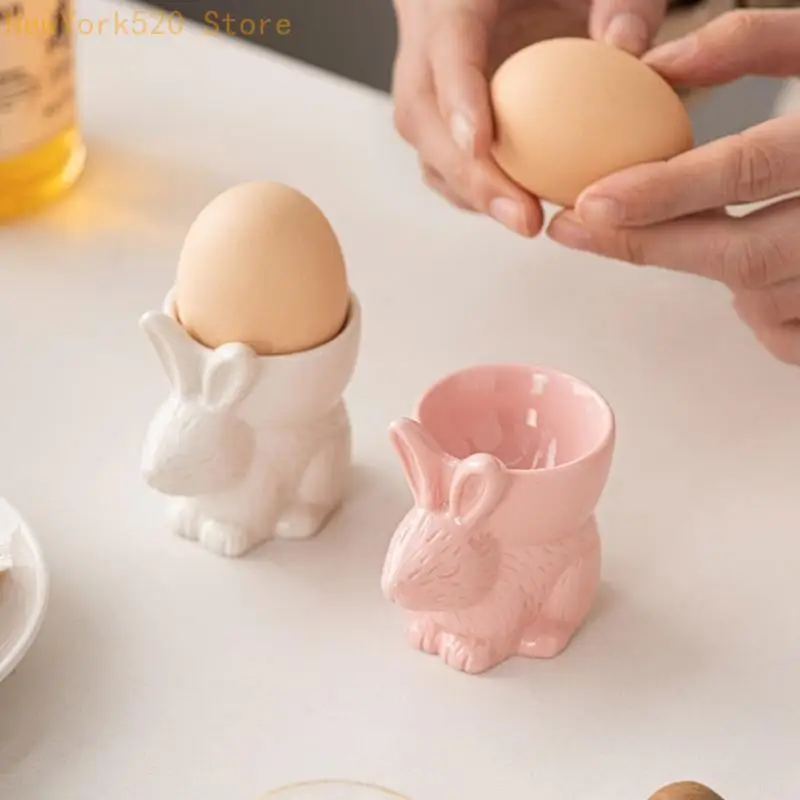 

N84C Charm Rabbit Eggs Cups Ceramic Eggs Tray Soft Boiled Eggs Holder Add Fun to Your Morning Routine Rabbit Eggs Supplies
