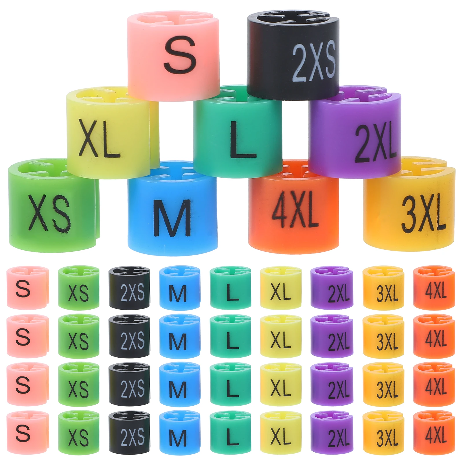 

90pcs Size Buckle Hanger Clothes Skirt Plastic Marker Tags Multipurpose Assortment Kit ColorCoding Garment Sizes Markers Storage