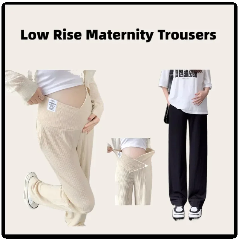 

Low Rise Maternity Trousers with Soft Waistband - Breathable Stretchable Bottoms for First Trimester, Comfortable Momwear