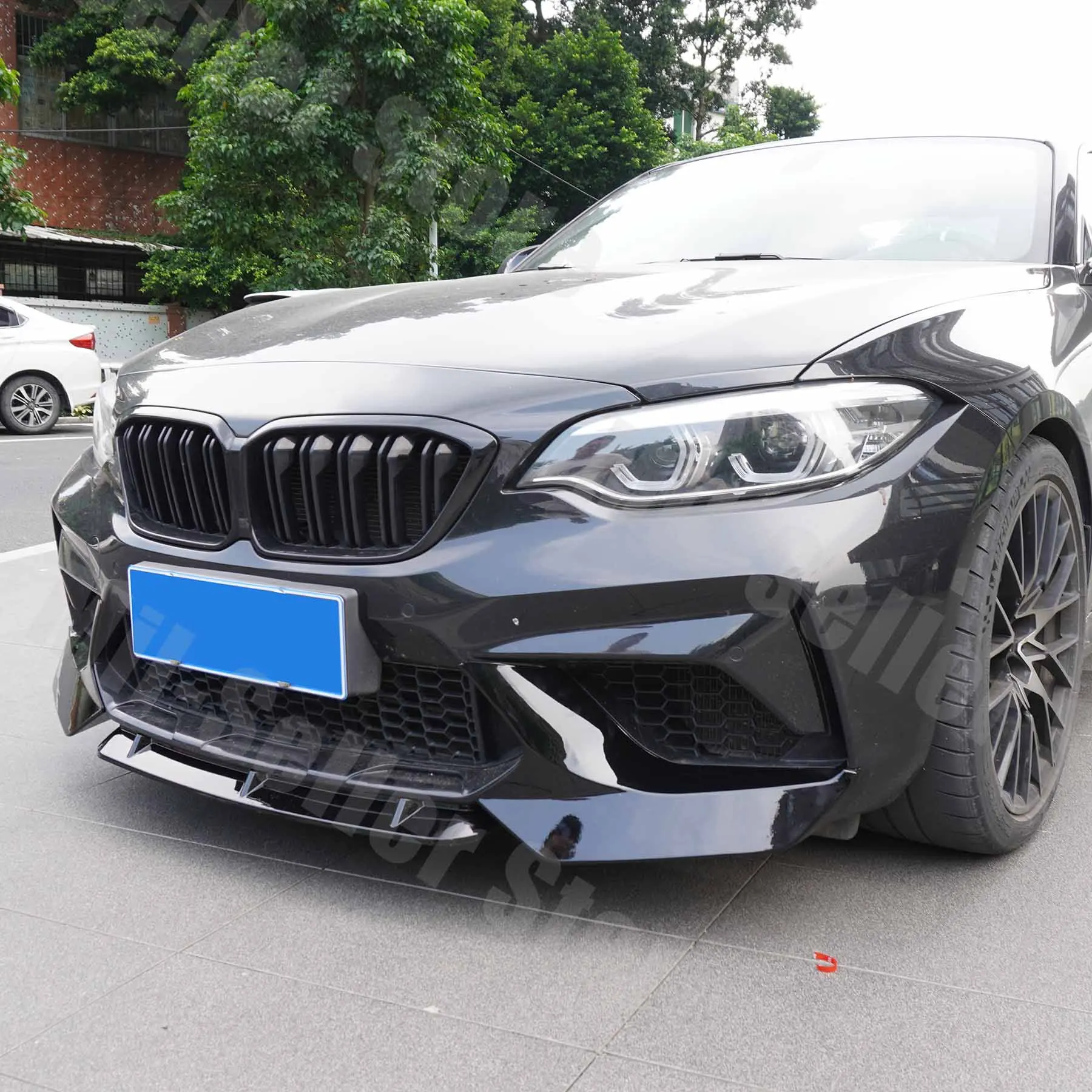 For BMW F87 M2 Competition 2016 2017 2018 2019 2020 Front Bumper Lip Car Accessories Spoiler Splitter Body Kit Glossy Black view 4