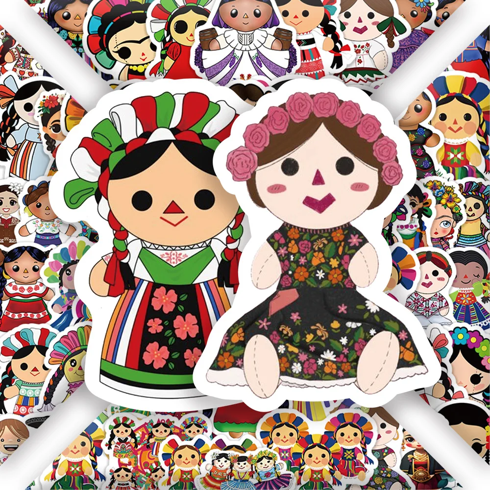

10/30/60PCS Mexican Traditional Doll Maria Cartoon Sticker DIY Phone Laptop Luggage Skateboard Graffiti Decals Fun for Gift