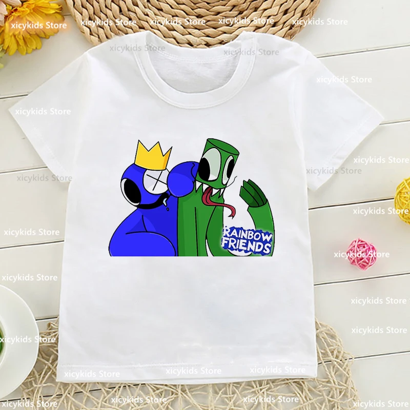 T-shirt for boys/girls Anime Rainbow friends Cartoon Print children's tshirt Cute boys/girls general clothes summer baby tshirt