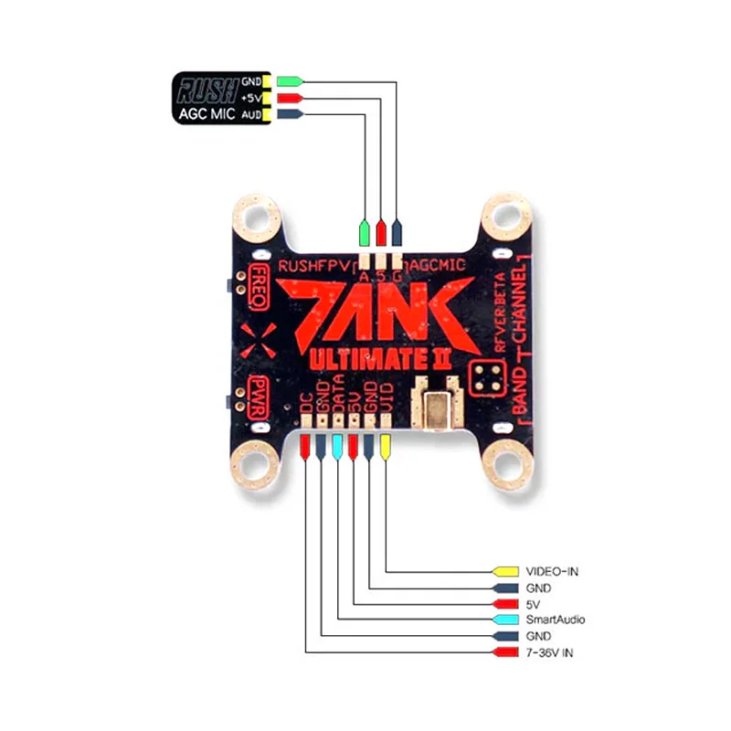 RUSHFPV RUSH Tank II Ultimate VTX 5.8G 48CH RaceBand Pitmode 25mW 200mW 500mW 800mW Regulowany FPV VTX 2-8S do RC Racing Drone