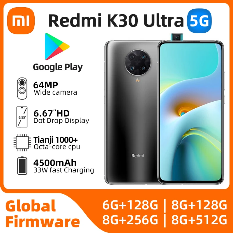 Used xiaomi Redmi K30 Ultra Android 5G Unlocked 6.67 inch 8GB RAM 256GB ROM All Colours in Good Condition Original used phone