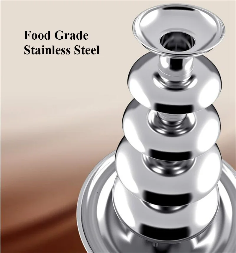 Commercial 110V 220V 5 Layers Chocolate Fountain Machine 30-110℃ Heating Degree Stainless Steel 3L Chocolate Fountain