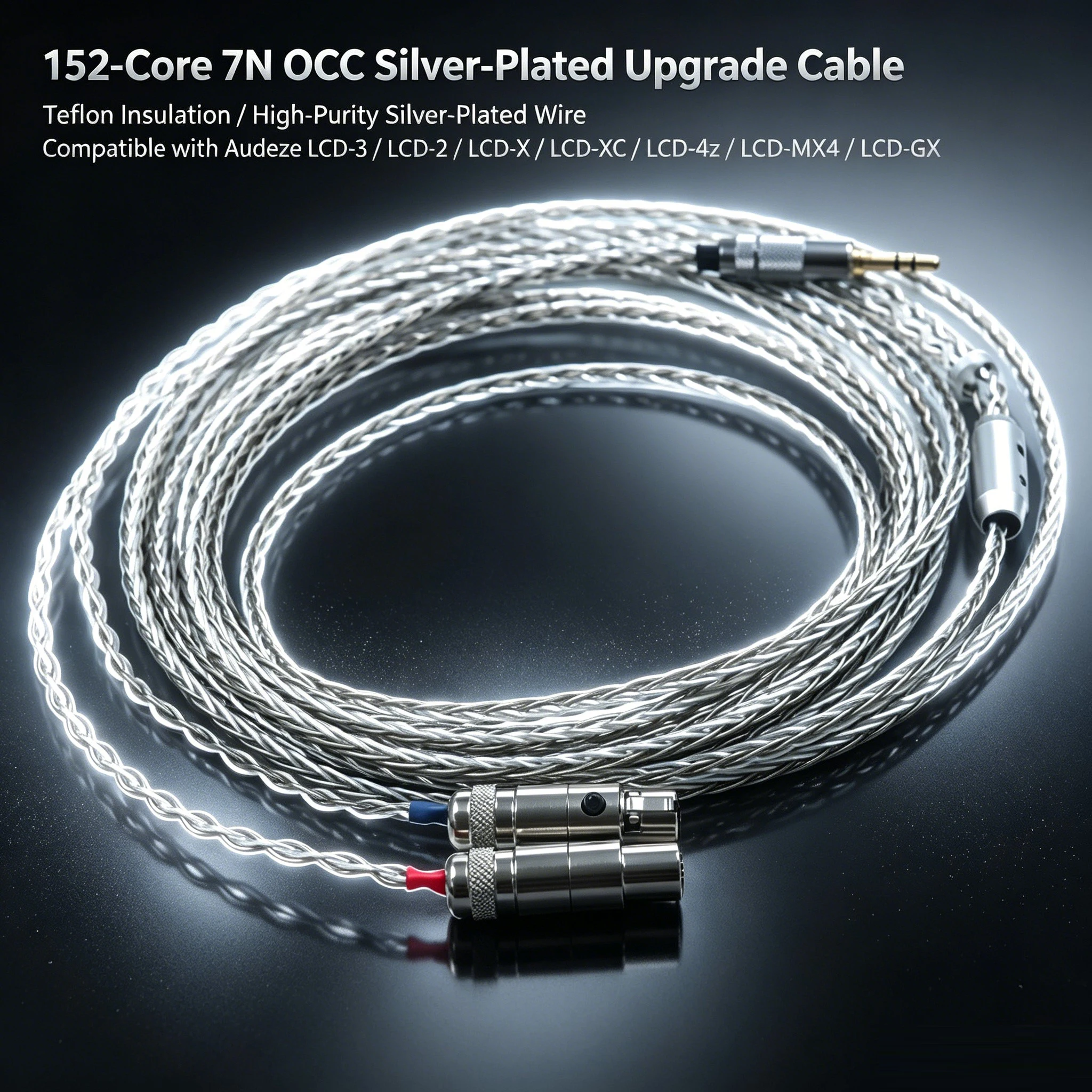 Cable de auriculares equilibrado XLR de 152 núcleos 7N OCC de 2,5mm y 3,5mm para Audeze LCD-3 LCD-2 LCD-X LCD-XC LCD-4z LCD-MX4 LCD-GX