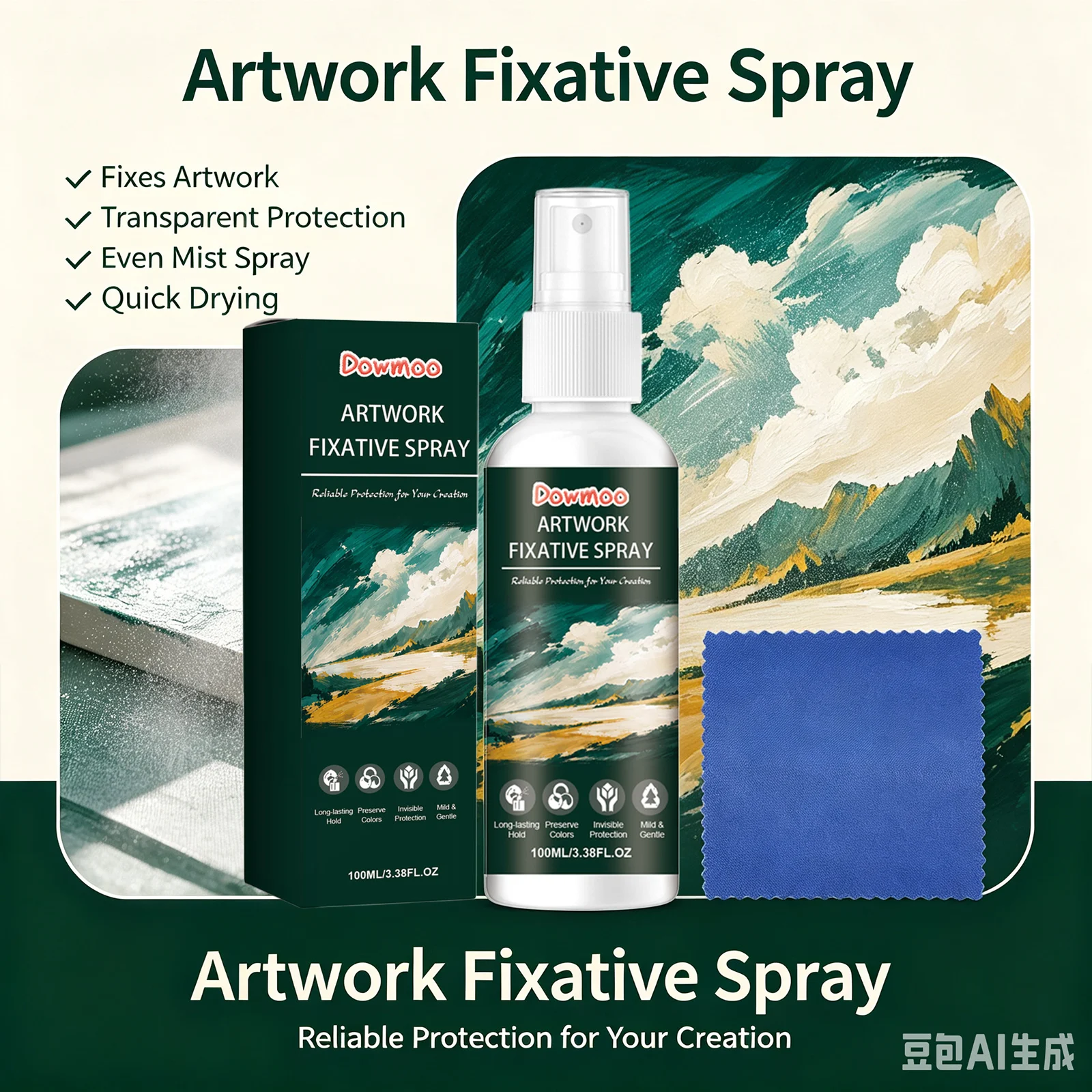 Artwork Fixative Spray Prevents Smudging Fading & Powder Shedding Long-Lasting Protective Coating Color-Locking Drawing Sealer