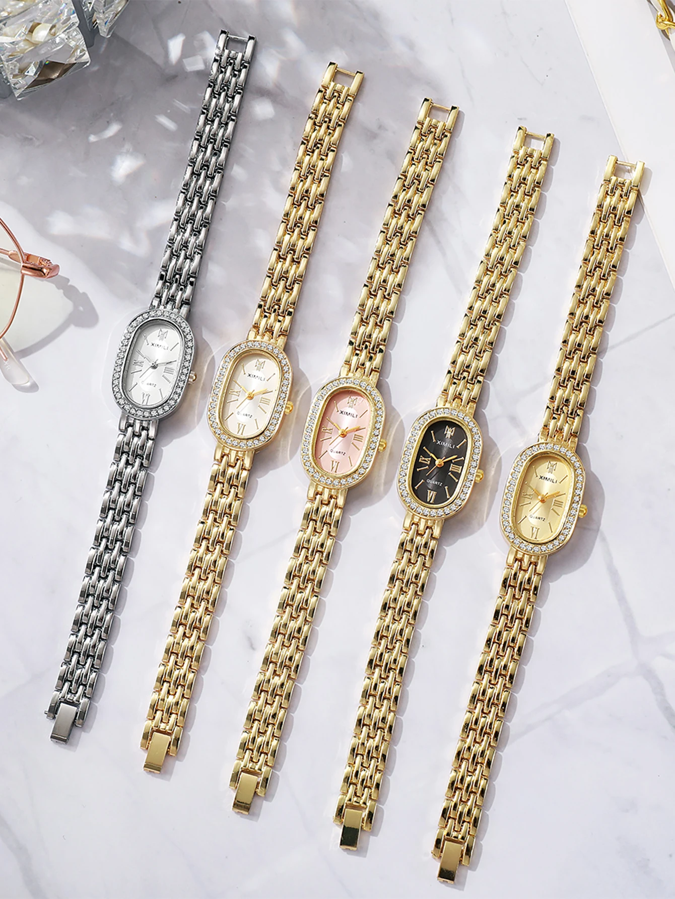 

Металлические римские цифры, модные роскошные женские кварцевые часы для рождественских, Хэллоуина, праздничных подарков