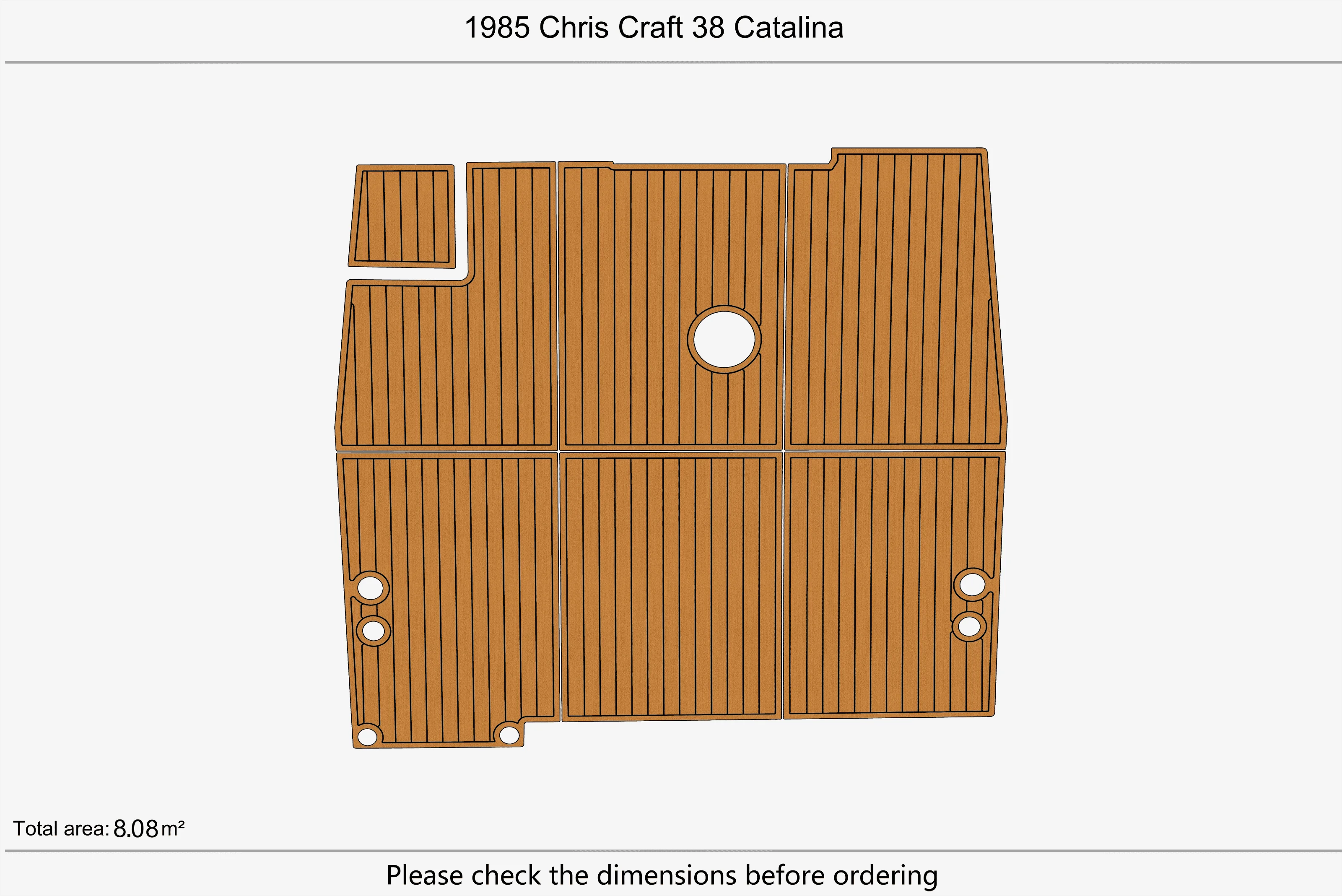 Anti-Skid EVA Faux Teak Self-Adhesive 6mm Boat Decking Pad for 1985 Chris Craft 38 Catalina Yacht Cockpit Durable Marine Floor