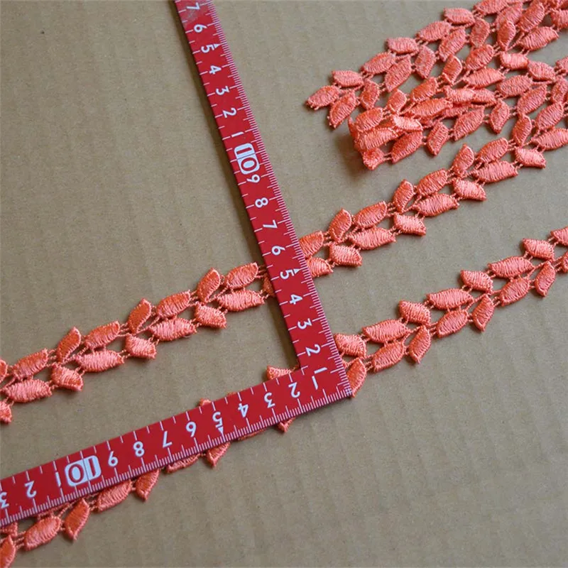 15Yards 2cm Wide Shiny Orange Leaf Gardient Flower Venise Diy Venice Lace Clothing Accessories Of Various Garment,Bra.Skirt