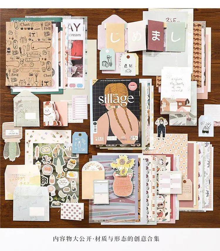 Chaoyu Koreanischer Ins-Style Journal-Materialien-Set, Hochwertiges Salz-Stil Charaktermuster-Sticker-Materialpapier, Ita Bag DIY-Materialien – Detail 10