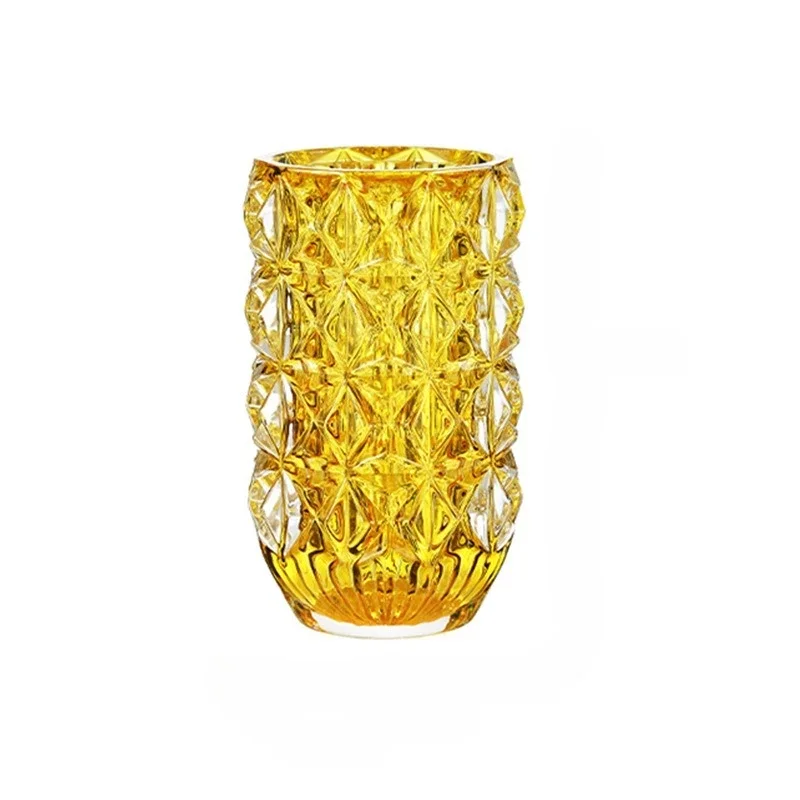 Bacaluso crystal vase crystal diamond round vase decorative flower arrangement simple modern home small fresh living room