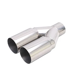 Aço inoxidável Dual Exhaust Tip, Plano Cut Out Silenciador, End Pipe, única camada, 2.5 