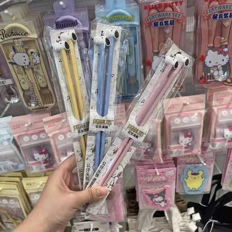 

New Kawaii Anime Snoopy Fashion 3D Doll Chopsticks Girl Heart Cartoon Cute High Beauty Transparent Tableware Set Toys for Gifts
