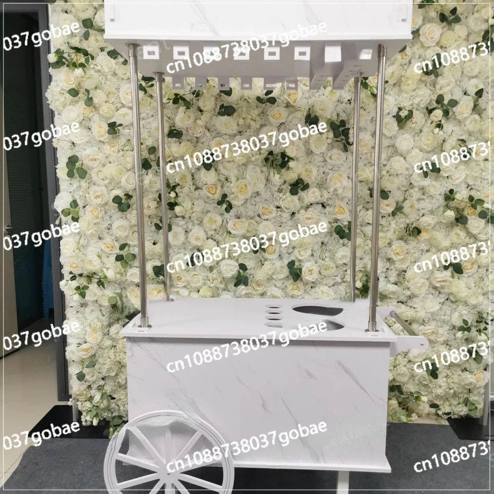 White PVC Candy Display Wedding Champagne Cart Flower Candy Dessert Bar Carts for Wedding Decoration