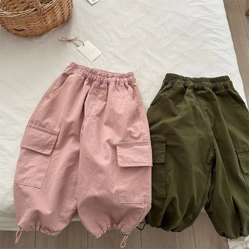 

Children's Cargo Pants Spring and Autumn Boys and Girls Cotton Wide Legged Pants Baby Western Style Casual Versatile Trousers