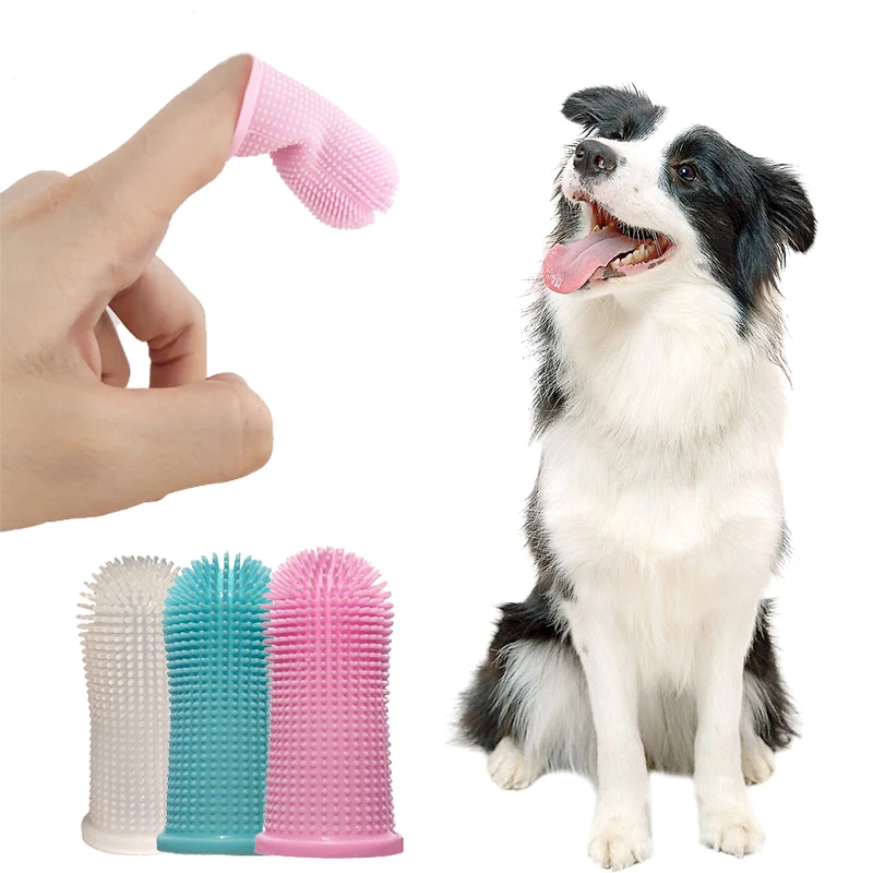 Dog Super Soft Finger Toothbrush Pet Teeth Clean Bad Breath Care TPR Brush Clean Tool Dog Toothbrush Accessories box packed