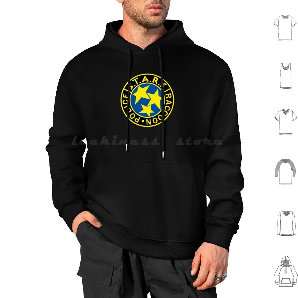 Emblem-Flat Hoodie cotton Long Sleeve Biohazard Bio Hazard Rpd Raccoon Police Department Raccoon City Leon Redfield