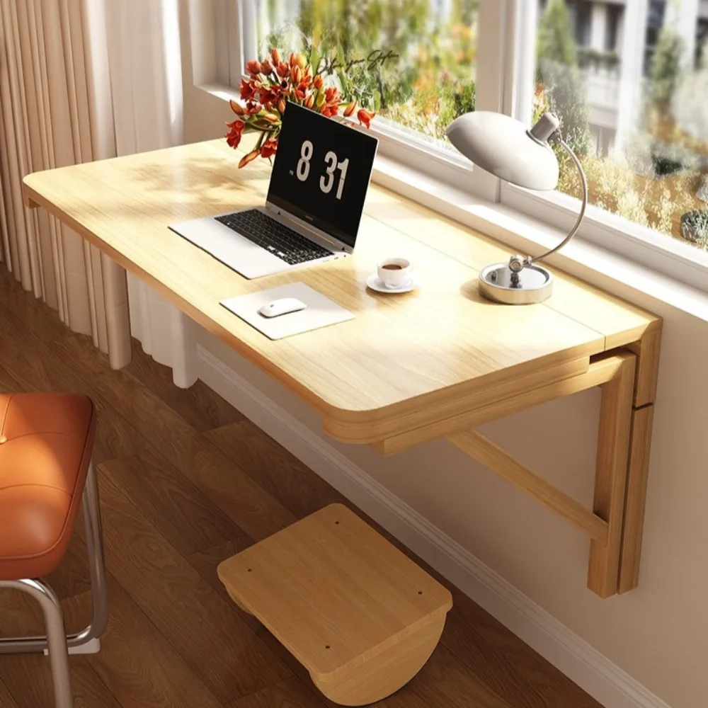 Solid Wood Wall Mounted Shelves Foldable Design Kitchen Table High Load-bearing Capacity Study Desk Home Furniture Accessories