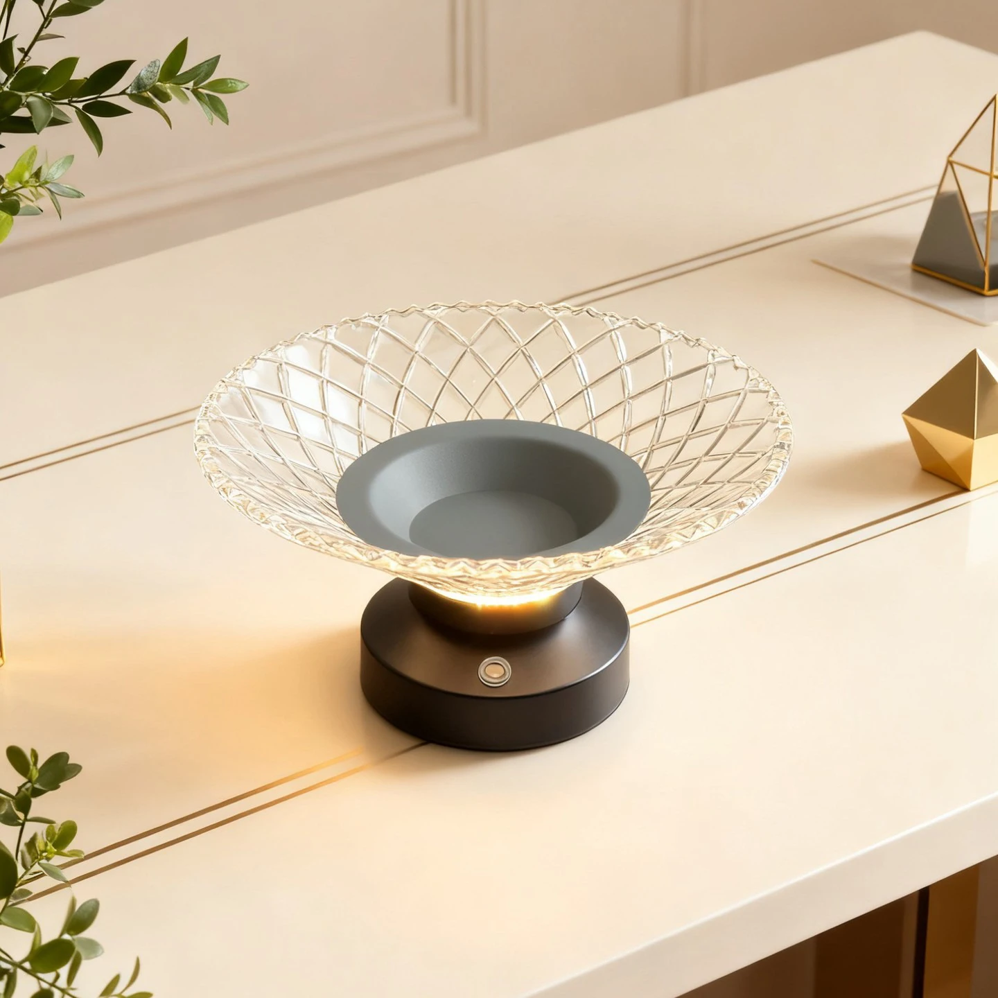 Rechargeable 3 Colors LED Night Light Plate Living Room Table Household Basket New High-End Candy Dried Snacks Storage Lamp