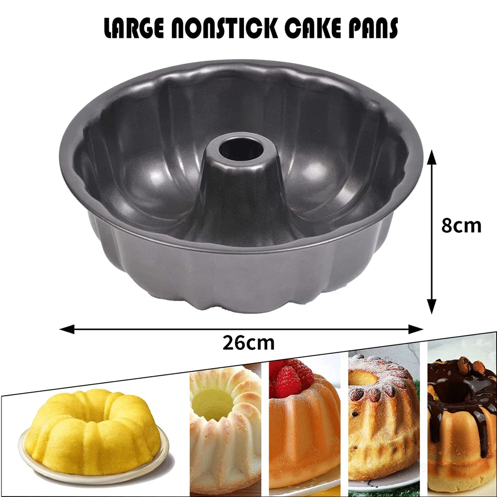 10 Inch Non-Stick Bunte Cake Pan Heavy Duty Carbon Steel Fluted Tube Bakeware Round Pumpkin Mold for Oven Baking Kitchen Tools