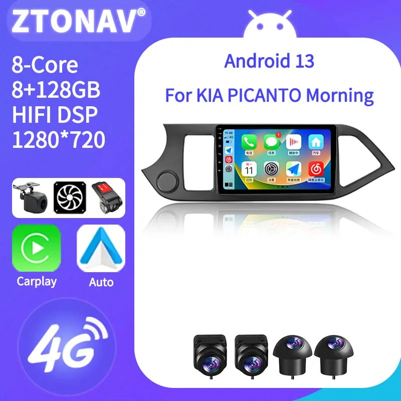 Car Radio Stereo For Kia Picanto Morning 2011-2016 Car Media Player GPS Navi Headunit Carplay Android Auto Support 360 Camera