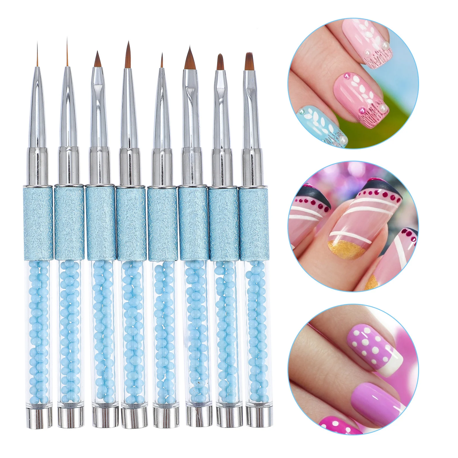 8 قطعة مسمار الفن مجموعة أقلام المهنية دهان داي رسم النقاط التفاصيل الدقيقة الاكريليك الأشعة فوق البنفسجية جل فرشاة كيت مسمار الاكريليك للأظافر