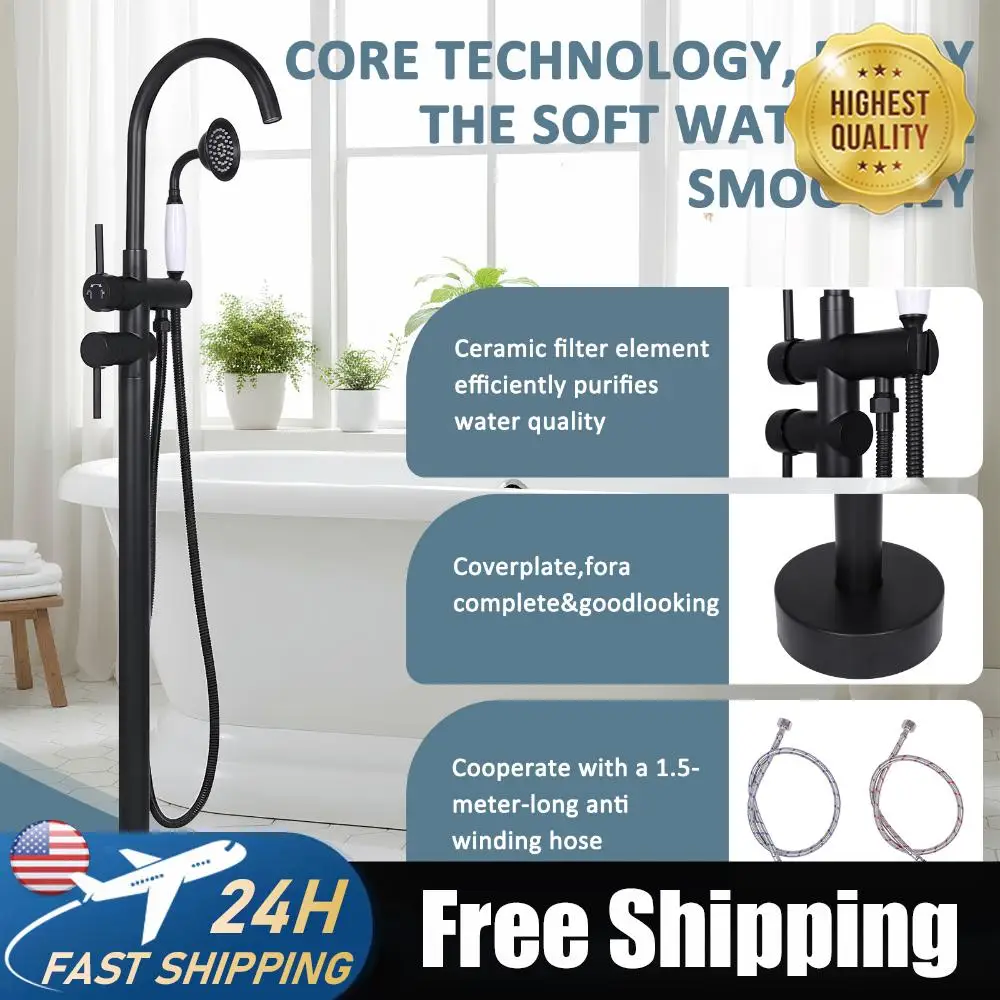 

Напольные душевые смесители с высоким напором и ручным распылителем, элегантные смесители-гусиные шеи, герметичные, поворотные на 360° ° Поворотный механизм для смесителей для ванн