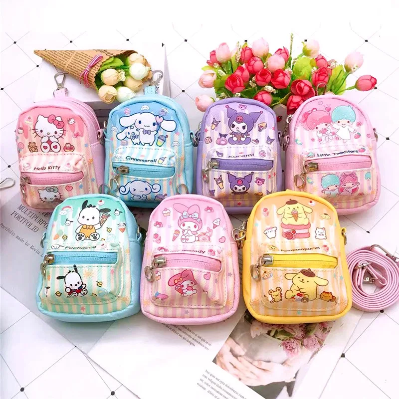 Sanrio Coin Purse Cartoon Kuromi Cinnamoroll Pachacco Cute Mini Backpack Pendant Multi-functional Cross-body Storage Bag