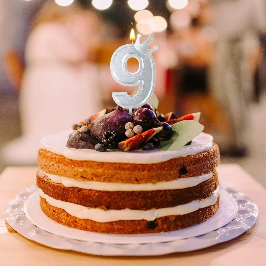 3ih تاج رقم شمعة ثلاثية الأبعاد رقم عيد ميلاد شمعة كعكة توبر مع تاج كعكة الأرقام الشموع عدد الشموع لعيد ميلاد الذكرى