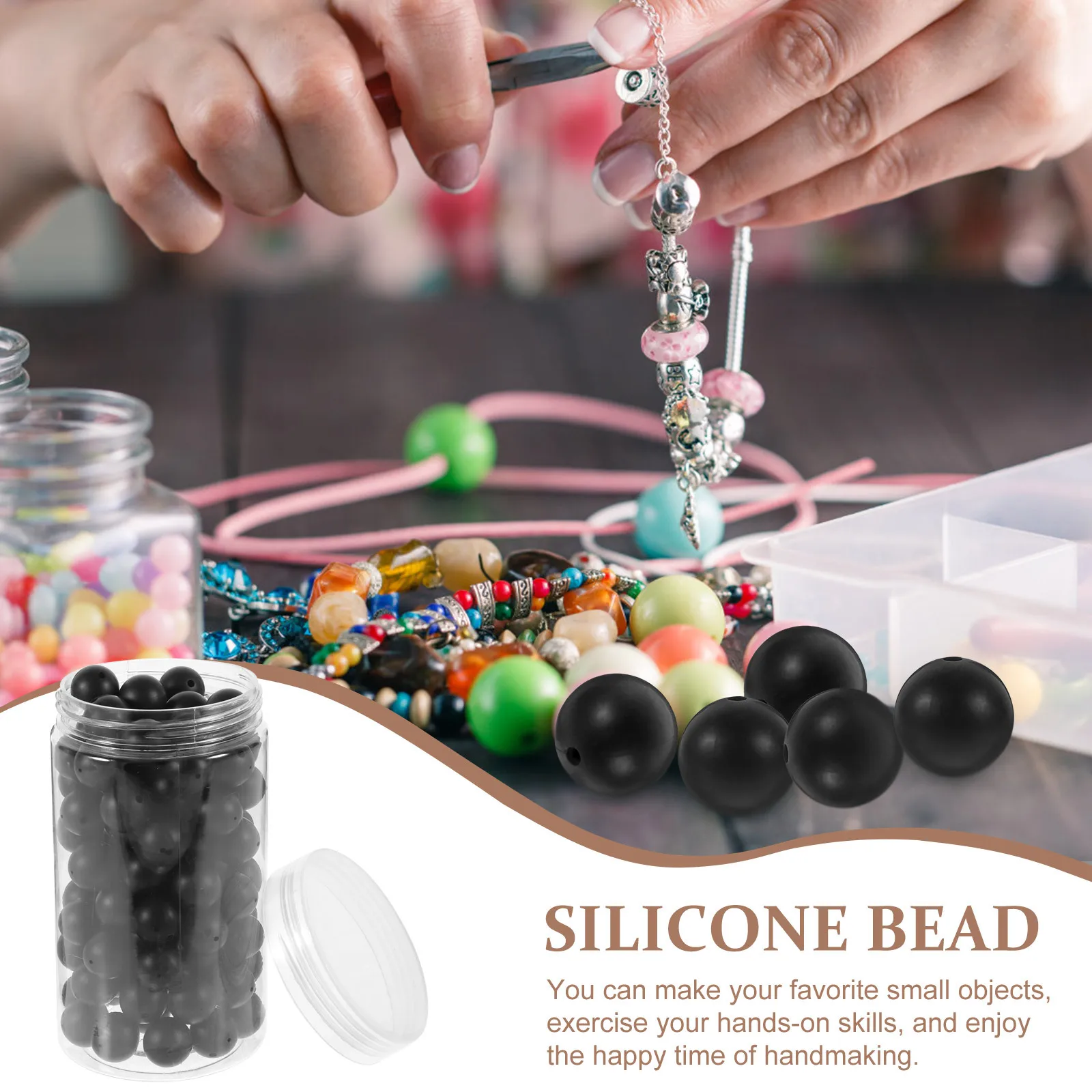 

105Pcs Silicone Loose Beads Round Shape DIY Bracelets Necklaces Jewelry Making Charms Silicone Beads Bracelet DIY Bead