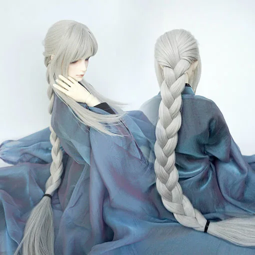 

Beautiful MDD MSD Bangs Doll Hair, Free Shipping Black Or Silver-Gray 1/3 1/4 1/6 BJD Big Braid Wig