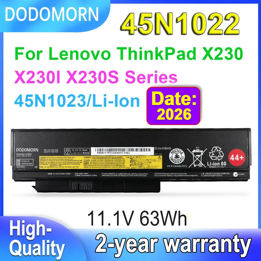 

DODOMORN 45N1022 45N1023 Laptop Battery 11.1V 63Wh For Lenovo ThinkPad X230 X230I X230S Series 45N1020 45N1021 45N1024 45N1025