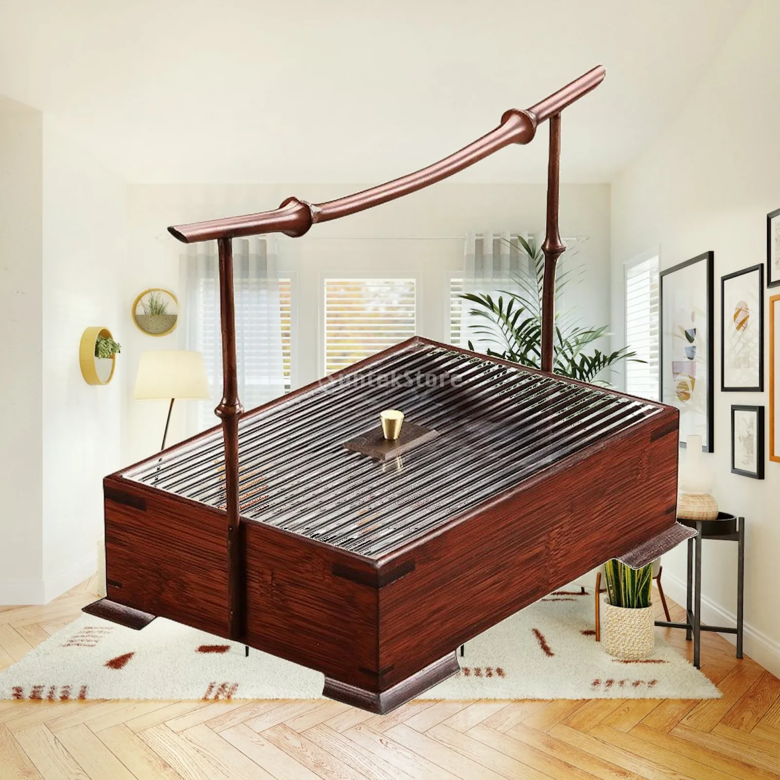Wooden Box with Handle Divided Wooden Box with Transparent Lid Organizer Tabletop Sturdy for Collectors, Home Display