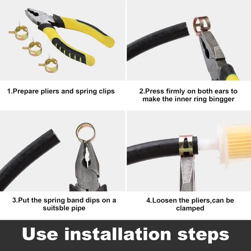 200 шт. 6-22 мм топливный шланг, пружинные зажимы, крепежные детали, силиконовый зажим для вакуумного шланга, стальной провод, воздушная трубка, зажим для водопроводной трубки