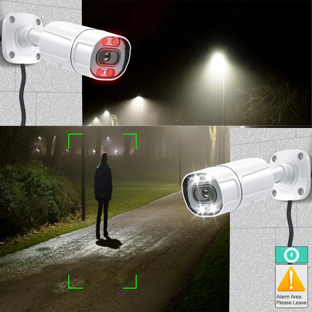 4K 8MP IMX415 6MP 3MP POE IP Camera Metal Double Light Built-In MIC SPK Full Color IR Indoor Outdoor Motion Detect Xmeye Pro APP