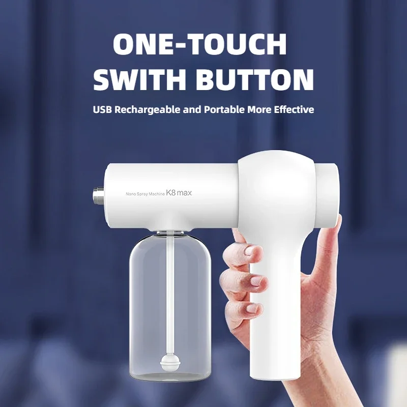 Semprotan disinfeksi elektrik, alat atomisasi taman penata setelah cukur Salon uap cahaya biru Nano nirkabel USB 280ML