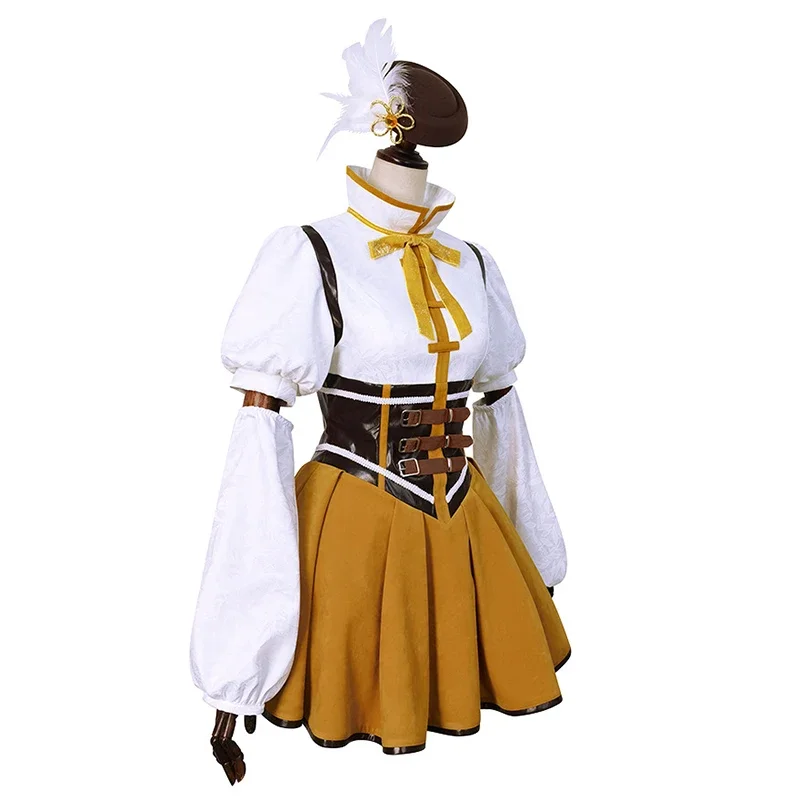 Anime Tomoe Mami Cosplay Costume Adult Women Girls Lolita Dress Hat Suit Halloween Party Outfit