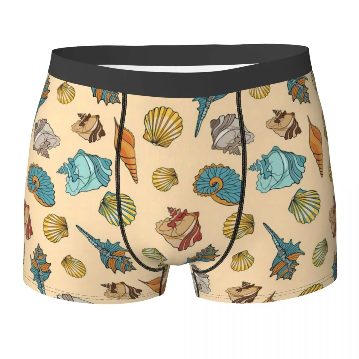 Cute Sea Shells Underwear Animal Print 3D Pouch Hot Trunk Printing Shorts Briefs Breathable Males Underpants Plus Size 2XL