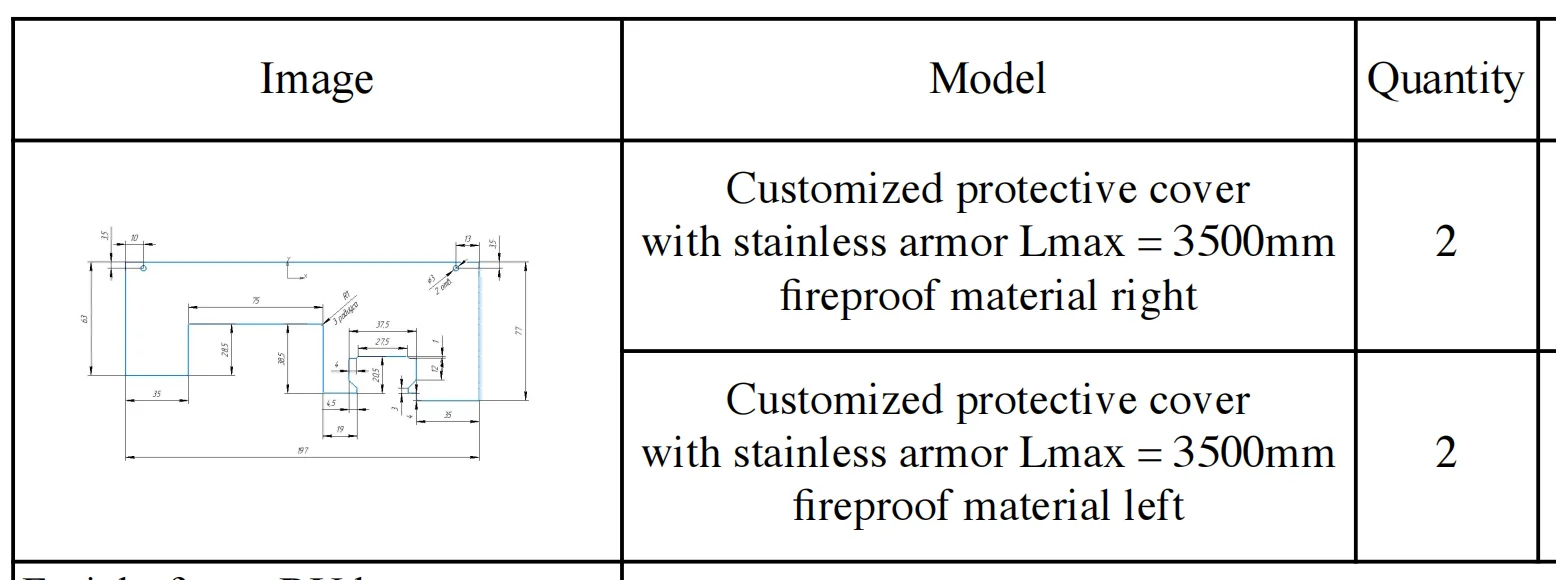 Customized laser bellow cover protective cover with stainless armor  Lmax = 3500mm 4pcs fireproof material