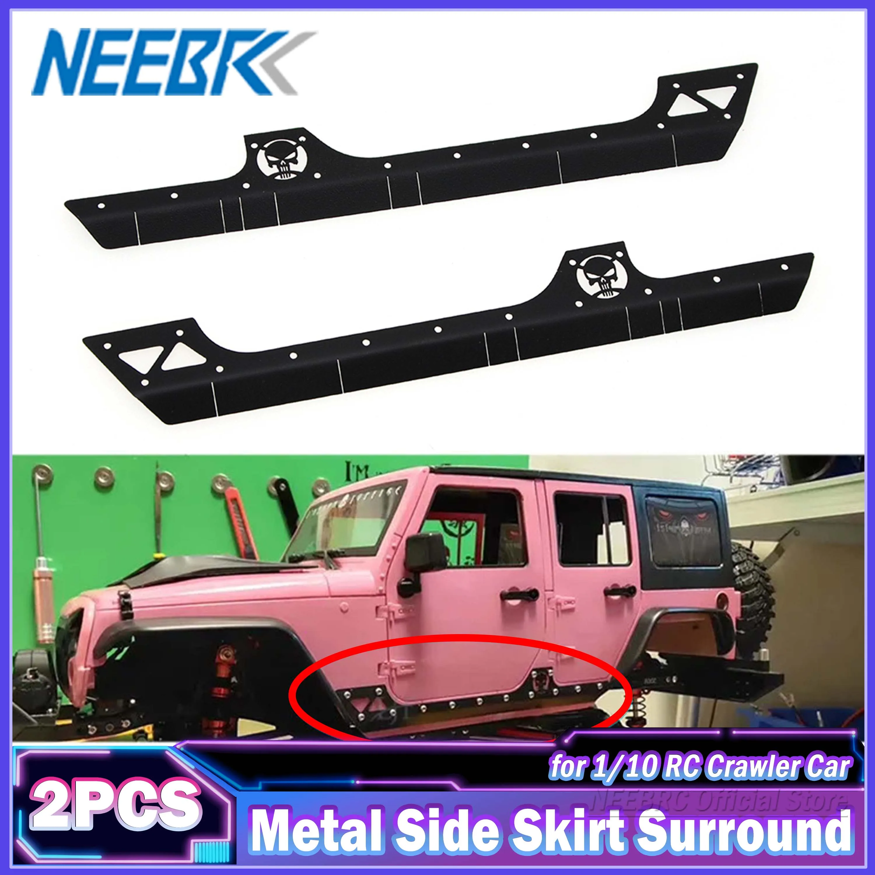 

2PCS RC Car Metal Side Skirt Surround Simulation for 1/10 Crawler Axial SCX10 90046 90047 Climbing 313 Wheelbase Upgrade Part