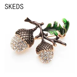 SKEDS Fashion Rhinestone Pine Tower Enamel Pinecone Brooches Men Women's Alloy Plants Weddings Banquet Party Oak Acorns Brooch