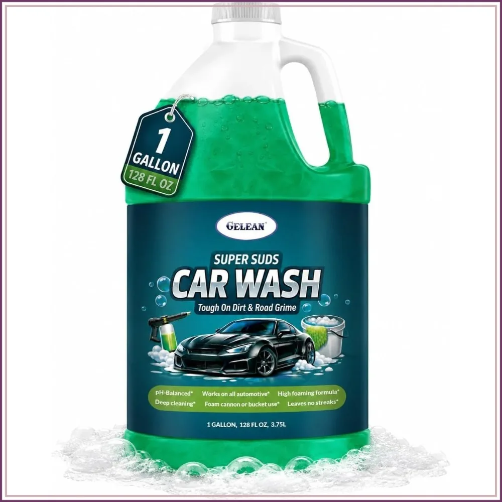 

High-Foaming Car Wash Soap - 128oz Concentrate - pH-Balanced, Streak-Free, Safe for All Surfaces - USA Made
